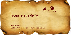 Anda Miklós névjegykártya